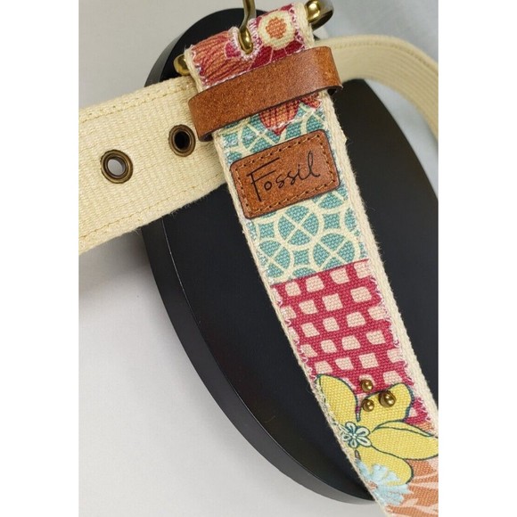 Fossil Leather Belt Woman\'s Boho Festival Patchwork Size Med main image 9